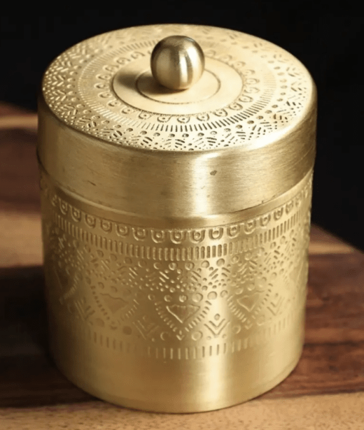 Handcrafted Brass Jar with Lid for Tea, Sugar and Spice in Kitchen Use | Handmade in India - Image 2